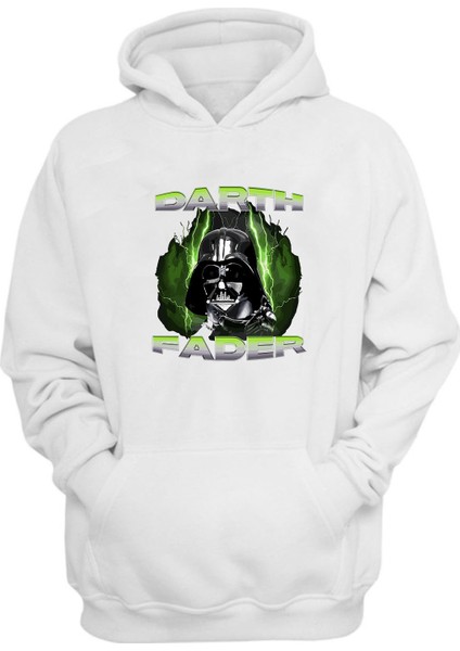 Unisex Darth Fader Star Wars Baskılı Beyaz Normal Kalıp Şardonlu Kalın Sweatshirt