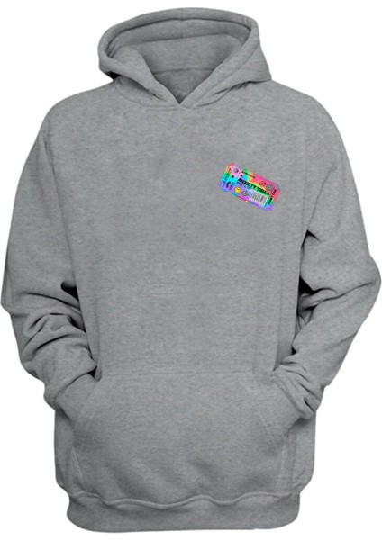 Unisex Anxıety Vıbes Free Tıcket Baskılı Gri Normal Kalıp Şardonlu Kalın Sweatshirt