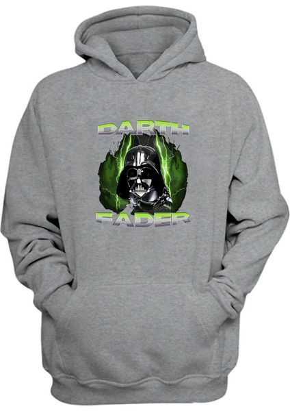 Unisex Darth Fader Star Wars Baskılı Gri Normal Kalıp Şardonlu Kalın Sweatshirt