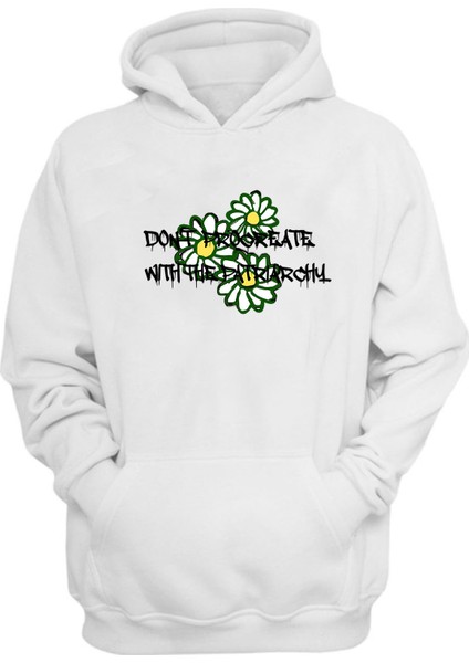 Unisex Dont Procreate Wıth The Patrıarchy Baskılı Beyaz Normal Kalıp Şardonlu Kalın Sweatshirt