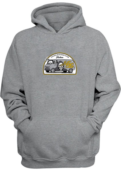 Unisex Fuckın Busıness Club Baskılı Gri Normal Kalıp Şardonlu Kalın Sweatshirt
