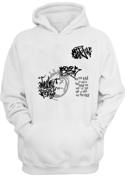 Unisex Wesheyt Hireos Baskılı Beyaz Normal Kalıp Şardonlu Kalın Sweatshirt