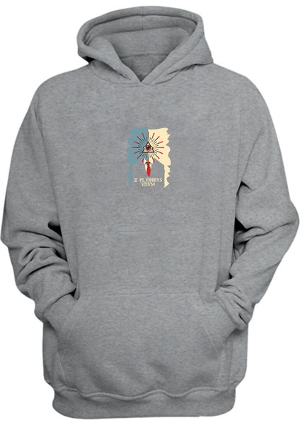 Unisex Plvr, Bvs, Vııvm Baskılı Gri Normal Kalıp Şardonlu Kalın Sweatshirt