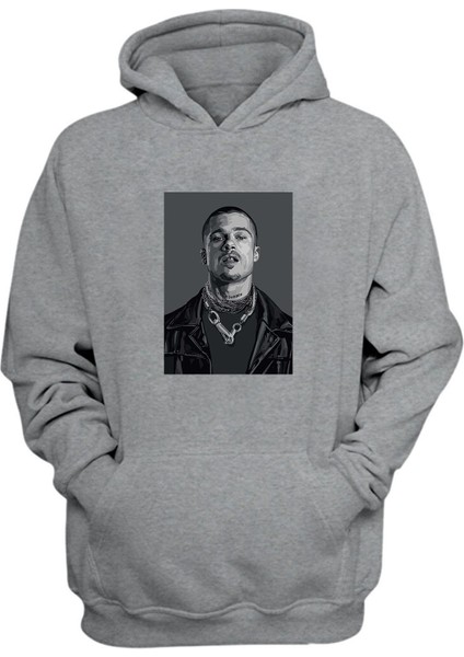 Unisex Tyler Durden Vesikalık Baskılı Gri Normal Kalıp Şardonlu Kalın Sweatshirt