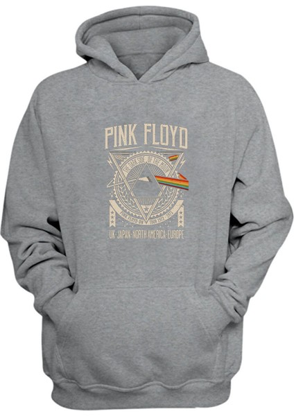Unisex Pınk Floyd Uk Japan North America Europe Baskılı Gri Normal Kalıp Şardonlu Kalın Sweatshirt