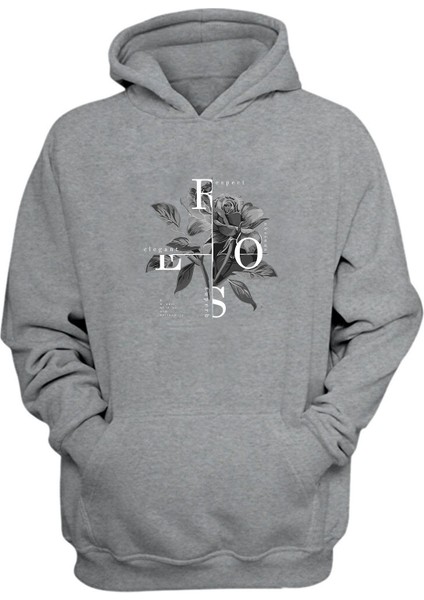 Unisex Respect Elegant Superb Obvioua Baskılı Gri Normal Kalıp Şardonlu Kalın Sweatshirt