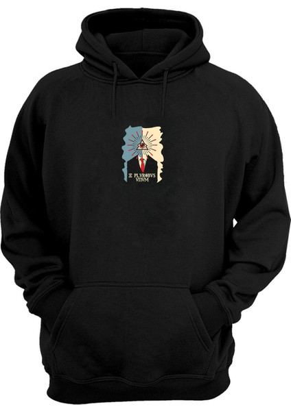 Unisex Plvr, Bvs, Vııvm Baskılı Siyah Normal Kalıp Şardonlu Kalın Sweatshirt