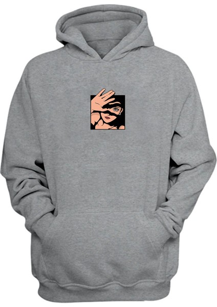 Unisex Anime Sunshine In The Eyes Baskılı Gri Normal Kalıp Şardonlu Kalın Sweatshirt