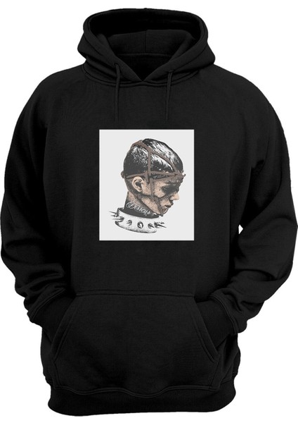 Unisex Tasmalı Çocuk Baskılı Siyah Normal Kalıp Şardonlu Kalın Sweatshirt