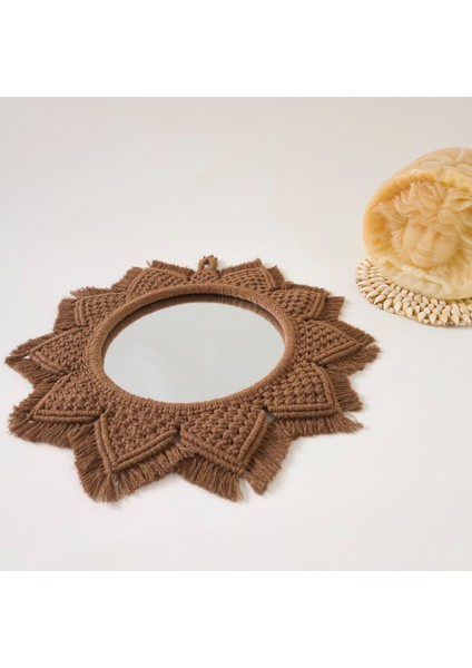 Kahvrengi Makrome Duvar Aynası