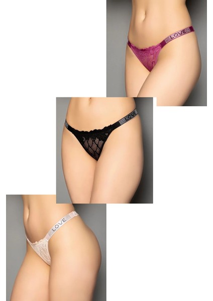 Kadın 3 Lü Bel Kısmı Taşlı Tanga fiyatları