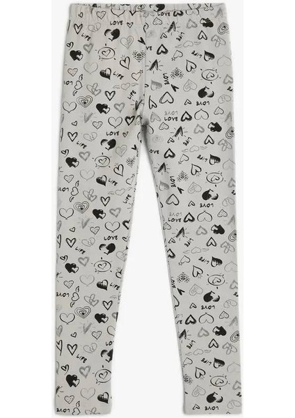 4SKG40037AK Koton Kız Çocuk Tayt Gri Desenli