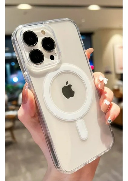 Apple iPhone 15 Pro Max Kılıf Magsafe Sert Şeffaf