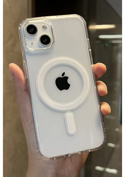 Apple iPhone 15 Kılıf Magsafe Sert Şeffaf