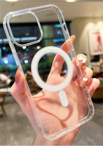 Apple iPhone 15 Kılıf Magsafe Sert Şeffaf