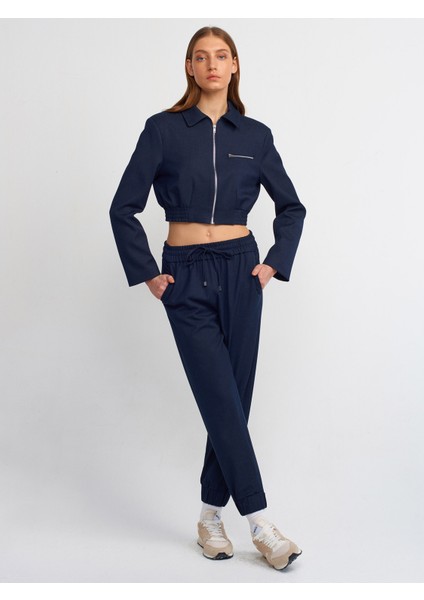 60725 Fermuarlı Bomber Ceket-Lacivert modelleri