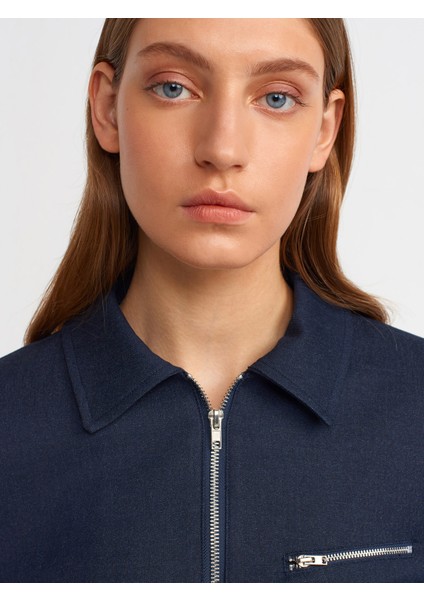 60725 Fermuarlı Bomber Ceket-Lacivert fırsatları