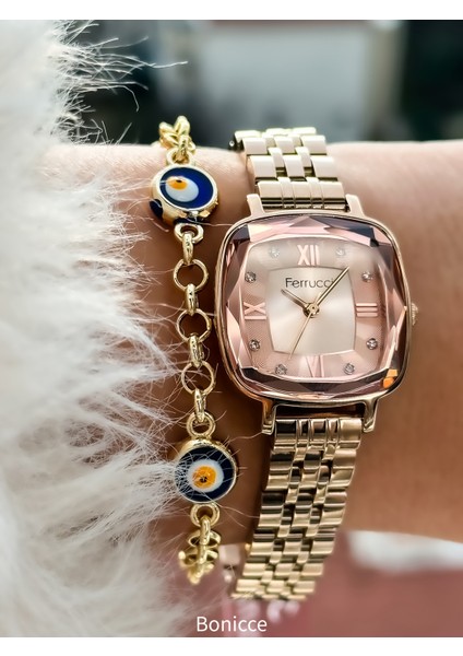 Özel Tasarım Rose Renk , Kare Kasa, Çelik Kordon Bayan Kol Saati+Bileklik Hediyeli fiyatları