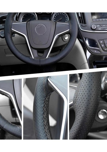 Seat Leon 2021> Uyuml Dikmeli Direksiyon Kılıfı Noktalı Dikişli Siyah ( 38CM×10.5CM )