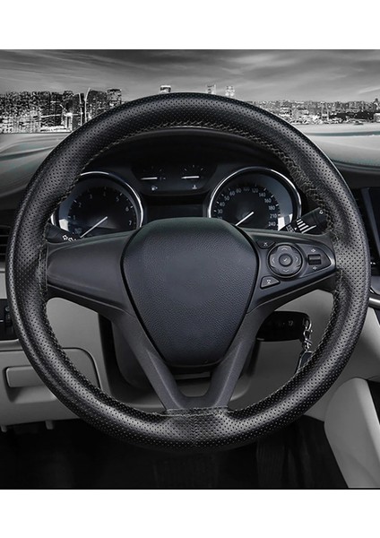 Seat Leon 2021> Uyuml Dikmeli Direksiyon Kılıfı Noktalı Dikişli Siyah ( 38CM×10.5CM )