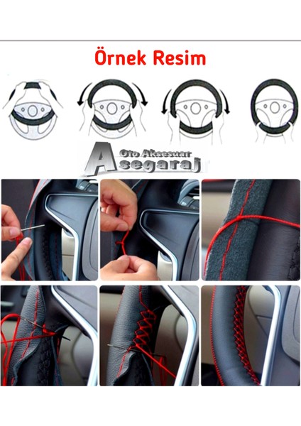Seat Leon 2021> Uyuml Dikmeli Direksiyon Kılıfı Noktalı Dikişli Siyah ( 38CM×10.5CM )