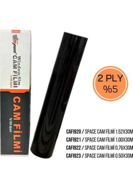 Oto Uzay Cam Filmi 0.76X30M %5 2ply/ CAFI922