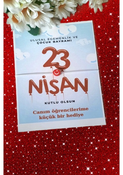 Emtory Home 40 Adet 23 Nisan Özel Kartlı Bileklik - Okul Hediyesi - 23 Nisan Çocuk Bayramı Hediye - Isim Yazılır