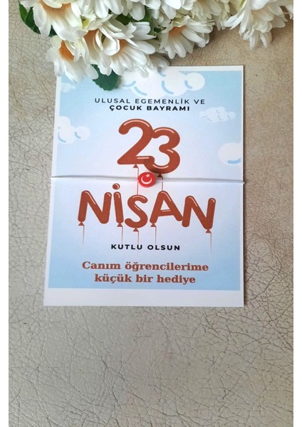 Emtory Home 40 Adet 23 Nisan Özel Kartlı Bileklik - Okul Hediyesi - 23 Nisan Çocuk Bayramı Hediye - Isim Yazılır