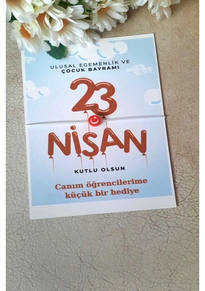 Emtory Home 40 Adet 23 Nisan Özel Kartlı Bileklik - Okul Hediyesi - 23 Nisan Çocuk Bayramı Hediye - Isim Yazılır