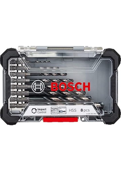 Matkap Seti Matkap Seti Impact Impact Control Hss | 8-Parçalı Set Bohrmaschienen | Spiral Matkap Ucu Seti Için Her Biri 1 hss Matkap Ucu Çap 2, 3, 4, 5, 6, 7, 8, 10 mm, 1 kutu
