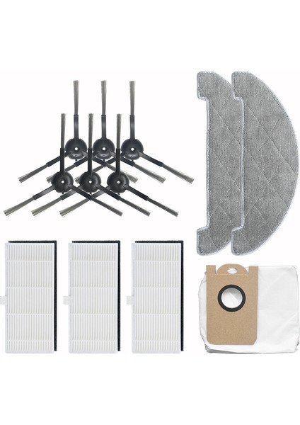 Proscenic M7MAX Için 2xclean Bez, 3x Filtre, 6 Yan Fırça, 1xtoz Torbası (Yurt Dışından)