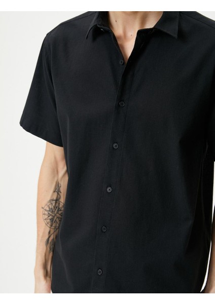 Yazlık Gömlek Kısa Kollu Klasik Yaka Düğmeli