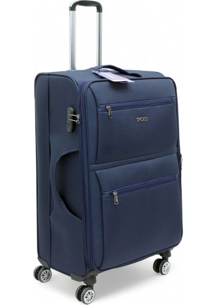Lacivert Kabin (Küçük) Orta ve Büyük Boy Üçlü Carry-On Lüks Kumaş Valiz Seti ES0003