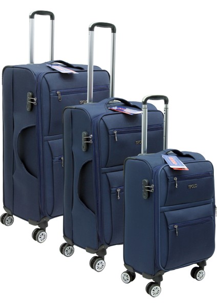 Lacivert Kabin (Küçük) Orta ve Büyük Boy Üçlü Carry-On Lüks Kumaş Valiz Seti ES0003 fiyatları