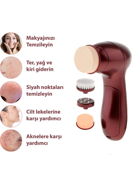 3'ü 1 Arada Yüz Temizleme Fırçası - Makyaj Temizleme ve Cilt Bakım
