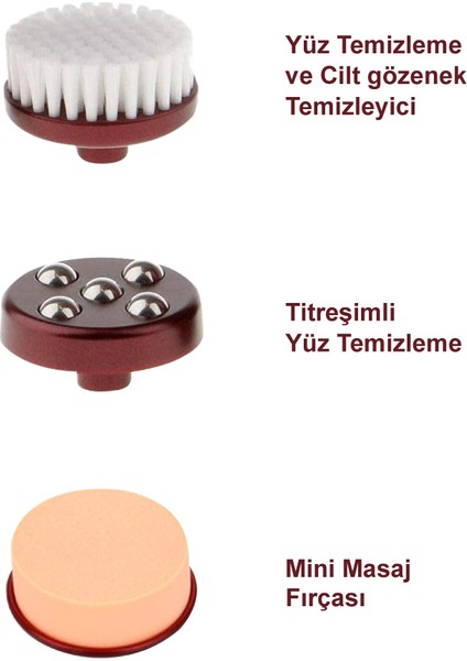 3'ü 1 Arada Yüz Temizleme Fırçası - Makyaj Temizleme ve Cilt Bakım