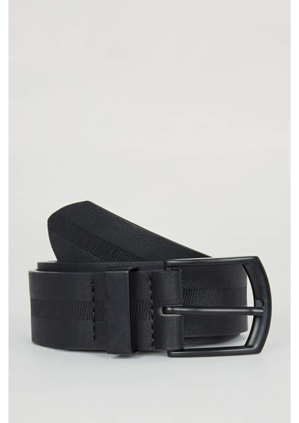 Erkek Dikdörtgen Toka Suni Deri Jean Kemeri B4412AXNS