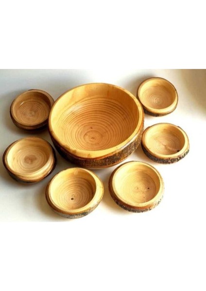 Ahşap Çerezlik -Kabuklu Doğal Ahşap Çerez Takımı -Natural Woodcookie Set fiyatları