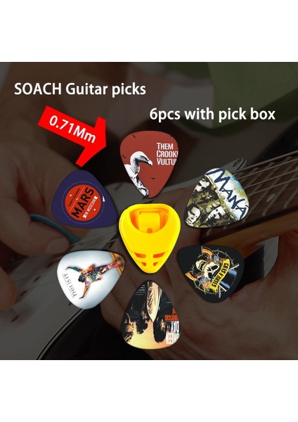 Çizgi Film 2 Stili 0,46 mm Soach Yeni Süper Değerli Alet Kiti Gitar Akort Aleti + Capo + Plectrum Tutucu + Anahtarlık + 6 Renk Seçtikleri Gitar Parçaları Aksesuarlar (Yurt Dışından)