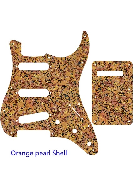 Turuncu Inci Kabuk Stili Pleroo Parçaları - Abd Için Anti-Pikap Çizilme Plakası Strat Witrew Deliği Kguard ve Arka Plaka Için Gitar Pickguard (Yurt Dışından)