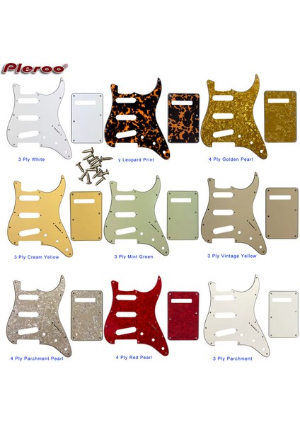 Turuncu Inci Kabuk Stili Pleroo Parçaları - Abd Için Anti-Pikap Çizilme Plakası Strat Witrew Deliği Kguard ve Arka Plaka Için Gitar Pickguard (Yurt Dışından)