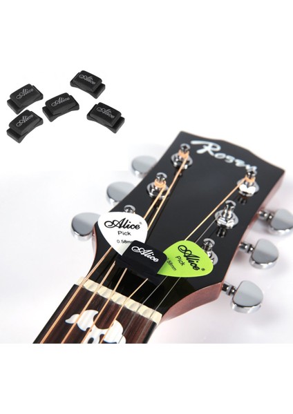 5 Adet Siyah Kauçuk Gitar Pick Holder Gitar Bas Ukulele Için Mesnetli Sabitleme - Alice (Yurt Dışından)