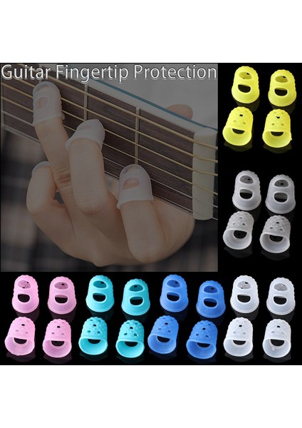 Xs Şeffaf Stil Olorful Silikon Gitar Parmak Koruma Kaymaz Parmak Muhafızları Parmak Ukulele Antipain Gitarlar Basın Acces (Yurt Dışından) fiyatları
