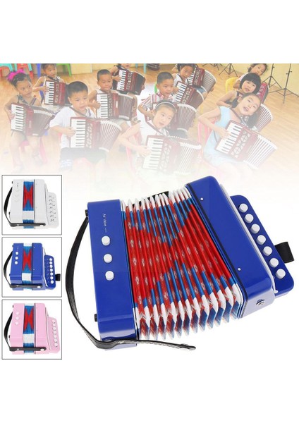 Mavi Stil 7 Tuşlu Akordeon Çocuk Enstrüman Eğitici Sahne Performansı Öğrenci Uygulama Oyuncak Organ Hediye Özelleştirme X7F9 (Yurt Dışından)