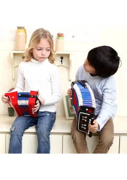 Mavi Stil 7 Tuşlu Akordeon Çocuk Enstrüman Eğitici Sahne Performansı Öğrenci Uygulama Oyuncak Organ Hediye Özelleştirme X7F9 (Yurt Dışından)