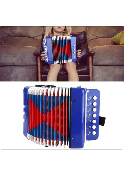 Mavi Stil 7 Tuşlu Akordeon Çocuk Enstrüman Eğitici Sahne Performansı Öğrenci Uygulama Oyuncak Organ Hediye Özelleştirme X7F9 (Yurt Dışından)