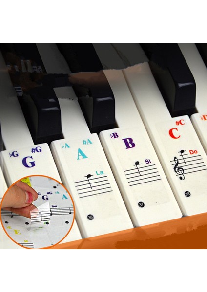 Şeffaf Stil Renk Şeffaf Piyano Çıkartmaları Elektronik Klavye Tuşu Pentagram Piyano Notalı Etiket Sembolü Beyaz Tuşlar (Yurt Dışından) fiyatları