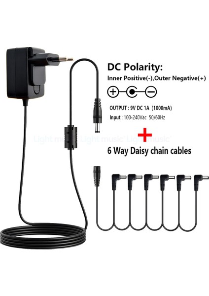 Ab Tak 6 Yollu Stil Elektro Gitar Pedalı Vintage Overdrivetremoloultimate Drive Güç Adaptörü Kaynağı 9V 1A Abd Ab Ingıltere Au Fiş 6 Yollu 8 Yollu Kablo (Yurt Dışından)