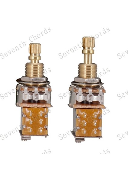B250K x 2 Adet Tarzı 2 Adet Pirinç Bölünmüş Şaft Bas Gitar Push Push Potansiyometre Anahtarı Geçiş Kontrol Tencereleri - A25K B25K A50K B100K A250K A500K B500K (Yurt Dışından)