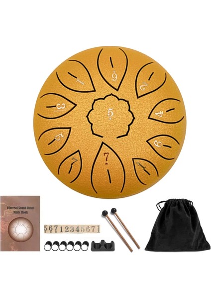 Sarı C Stili Ayar Çelik Dil Davul Perküsyon Enstrüman El Tankı Davul Çanta ile Bag Drumsticks Sticker Çocuklar Için Acemi (Yurt Dışından) fırsatları